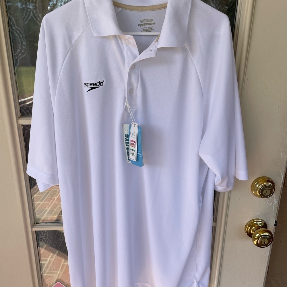 Speedo Performance Polo Shirt Size XXL White Men’s NWT